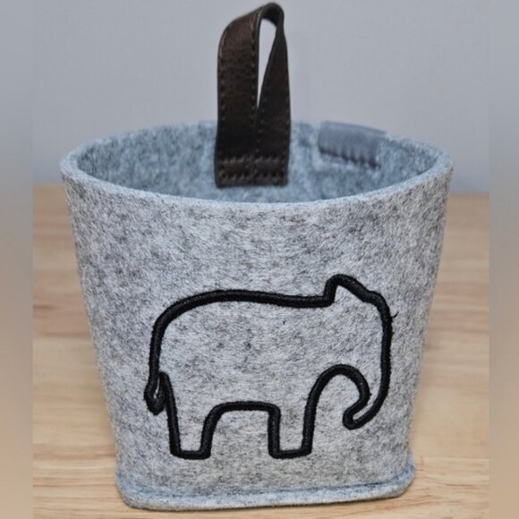Thirty-One Dreamkeeper Mini Bin Brushed Whisper Grey Elephant Faux Leather Loop - Picture 1 of 12